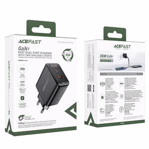 Fast Laadija GaN 35W PD 2x USB C Acefast A49 - must
