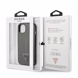 Guess GUHCP13SPSATLG iPhone 13 mini 5,4 "hõbedane / hõbedane hardcase SaffianoTriangle Logo