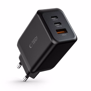 Tech-Protect C65W laadija 2x USB-C PD 65W / USB-A QC 3.0 - must