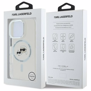 Karl Lagerfeld IML Metal Karl&Choupette Head MagSafe Ümbris jaoks iPhone 16 Pro - valge