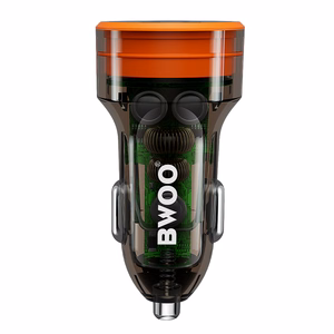 BWOO PD autolaadija 1x USB-C - USB-A port 38W läbipaistev