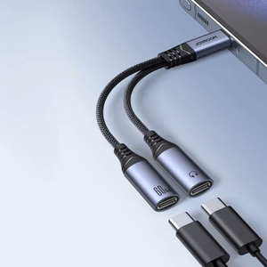 Adapter Joyroom SY-C02 2in1 must 14cm (sisend: Type-C / väljund: 2x Type-C)