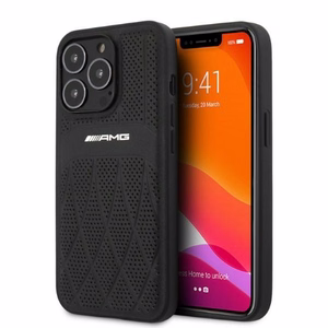 AMG AMHCP13LOSDBK iPhone 13 Pro / 13 6.1" чёрный/чёрный жёсткий чехол Leather Curved Lines
