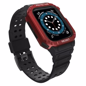 Protect Strap Band for Apple Watch 42/44/45mm soomustatud rihm - must, punane