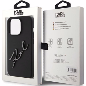 KARL LAGERFELD ümbris jaoks IPHONE 15 Pro KLHCP15LSKSBMCK (Silicone Karl Script Logo) must