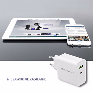 Qoltec 51718 laadija 45 W, USB-C PD, USB, valge
