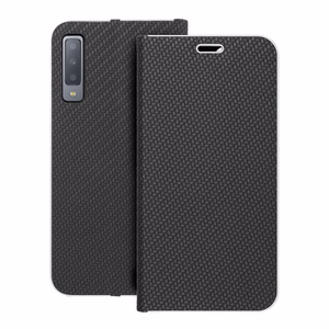 Чехол-книжка для Samsung A7 2018 Luna Book Carbon чёрный