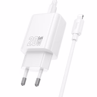 Laadija Hoco N60 20W GaN USB-C + USB-C to Lightning kaabel 1.0m valge