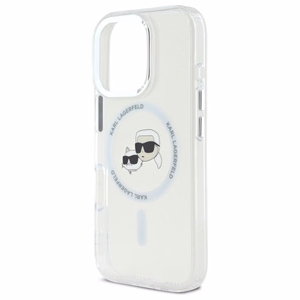 Чехол Karl Lagerfeld IML Metal Karl&Choupette Head MagSafe для iPhone 16 Pro Max (белый)
