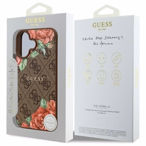 Guess GUHMP16SP4ROPEMCW iPhone 16 6.1" brown/brown hardcase 4G Flowers Print MagSafe