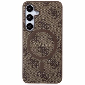 Guess 4G Collection Leather Metal Logo MagSafe Ümbris jaoks Samsung Galaxy S24 - Brown