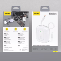 Dudao K32 22.5W 10000 mAh Powerbank with Built-in USB-C/ Lightning Kaabel - valge