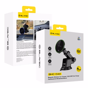 Blavec autohoidik BHC-04A Qi2.2 25W magnetiline induktsioonilaadijaga tuuleklaasile ja armatuurlauale (BHC04A-MWIB) must
