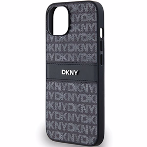 DKNY Leather Mono Stripe & Metal Logo Ümbris jaoks iPhone 15 Plus / 14 Plus - Must