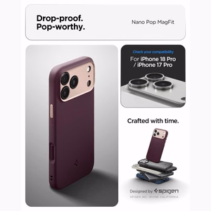 Spigen Nano Pop MagSafe  iPhone 18 Pro / 17 Pro ümbris, tume kirsipunane