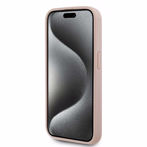 Кожаный чехол Karl Lagerfeld Monogram Metal Logo для iPhone 15 Pro Max - розовый