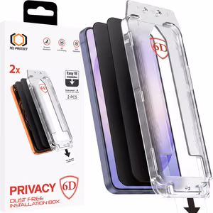 Tel Protect Dust-Free Easy Fit Privacy Full Glue 6D закаленное стекло для Samsung Galaxy S26 Ultra черное (с разблокировкой по отпечатку пальца) - 2 шт.