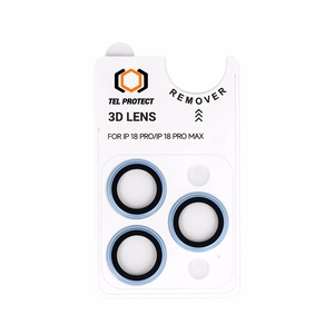 Tel Protect 3D Lens helesinised karastatud kaitseklaasid Apple iPhone 18 Pro / 18 Pro Max kaameraläätsedele (3 tk)