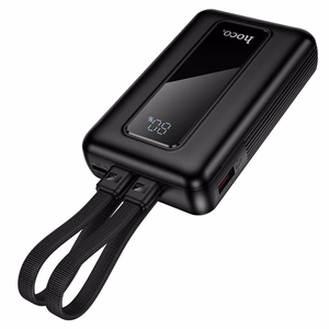 Hoco J162 akupank sisseehitatud USB-C- ja Lightning-kaablitega, 10000 mAh, QC, PD, 22,5 W, must