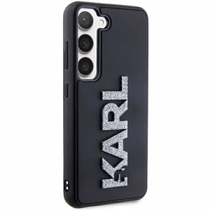 Karl Lagerfeld 3D Rubber Glitter Logo ümbris jaoks Samsung Galaxy S23 - must