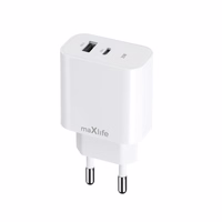 Maxlife MXTC-06-25AC PD QC laadija 1x USB-C 1x USB 25W valge
