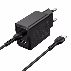 Charger Hoco N71 30W GaN USB-C/USB-A + USB-C to USB-C cable 1.0m black