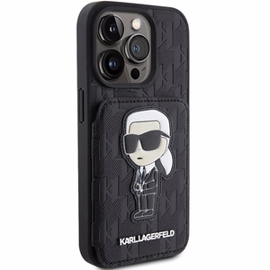 Karl Lagerfeld Saffiano Cardslots and Stand Monogram Ikonik Patch ümbris jaoks iPhone 15 Pro - must