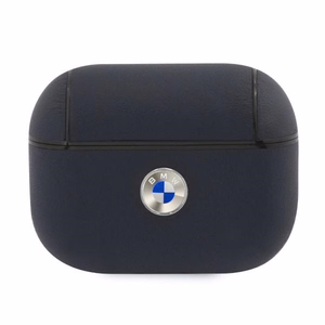 BMW ehtne nahast hõbedase logoga AirPods Pro ümbris - tumesinine