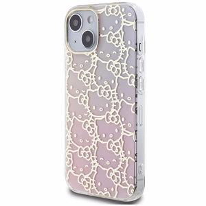 Hello Kitty IML Gradient Electrop Crowded Kitty Head ümbris jaoks iPhone 15 - roosa