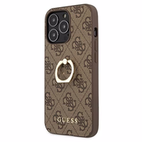 Guess GUHCP13L4GMRBR iPhone 13 Pro / 13 6.1" pruun/pruun kõvakott 4G koos rõngaste stendiga