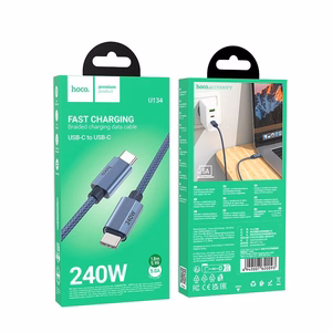 Кабель USB C на USB C Hoco QC3.0 PD 5A 240W 1,8 m U134 темно-синий