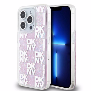 DKNY ümbris jaoks iPhone 15 Pro 6,1" DKHCP15LLCPEPP valge HC liquid glitters w checkered pattern