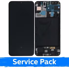LCD Ekraan Ühildub Samsung A505 A50 Must Koos Frame (Service Pack)
