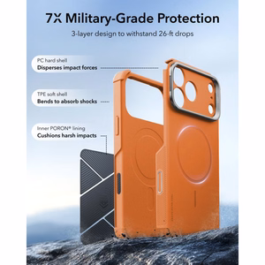 ESR Cyber Tough Kickstand MagSafe ümbris mudelitele iPhone 18 Pro / 17 Pro, oranž