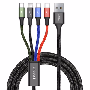 Baseus cable USB 4in1 Lightning / 2x USB Type C / micro USB cable in nylon braid 3.5A 1.2m must (CA1T4-B01)