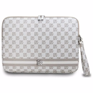 DKNY Ümbris Checkered Pattern Printed Stripes 16" Laptop Ümbris - Beige