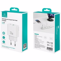 Võrgulaadija USAMS CC317 T65 33W 1xUSB-C 1xUSB-A Fast Charging valge