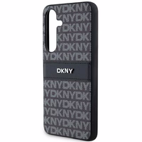 DKNY Leather Mono Stripe & Metal Logo ümbris jaoks Samsung Galaxy S24+ - must