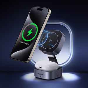 Ugreen W702 3in1 induktsioonlaadija MagSafe / Qi2 ja USB-C telefonile / kõrvaklappidele must