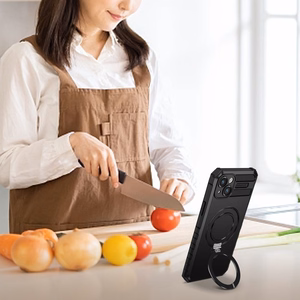 Tel Protect Armor Magsafe Metal Ring Ümbris jaoks Iphone 15 Plus must