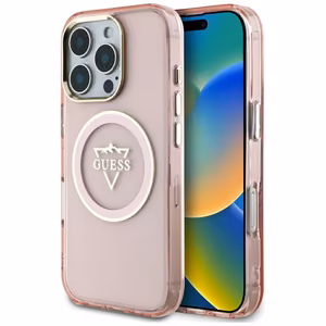 Guess IML Metal Mountain Logo MagSafe iPhone 16 Pro Max Ümbris - roosa