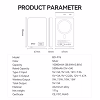 BWOO ultra-slim aluminium magnetic akupank P76 PD 20W 10000 mAh with digital display and USB-C port must