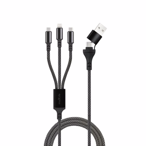 Maxlife ALLin1 kaabel USB + USB-C - Lightning + 2x USB-C 1,0 m 66W must