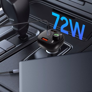 Tech-Protect CC06 3-port PD72W car laadija koos transmitter - must