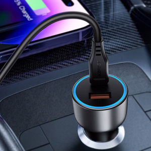 Acefast B21 75 W USB-C + USB-A autolaadija, must