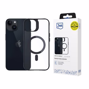 3mk Satin Armor MagCase with MagSafe jaoks iPhone 13 / 14 - läbipaistev with must Frame