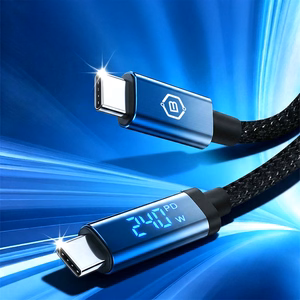 Blavec Kabel Velox pleciony - Typ C na Typ C - PD 240W 5A LED display 1,2 metra Apple CarPlay/Android Auto (CVE-CC5B12) black