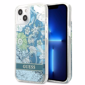 Guess GUHCP13MLFLSN iPhone 13 6.1" зелёный/зелёный жёсткий чехол Flower Liquid Glitter