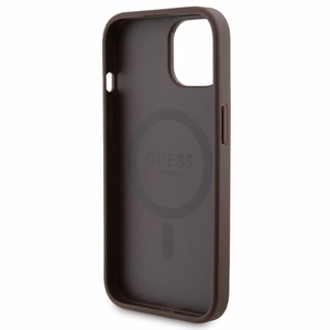 Guess 4G Metal Logo ümbris set jaoks iPhone 15 + 5000mAh MagSafe power bank - brown