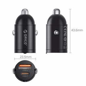 Orico MiniRing 30W USB-A + USB-C autolaadija - must